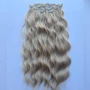 Extra light Blonde Water Wave hair extensions Clip ins